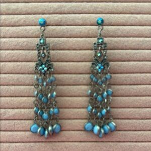 Vintage Blue and Silver Chandelier Earrings